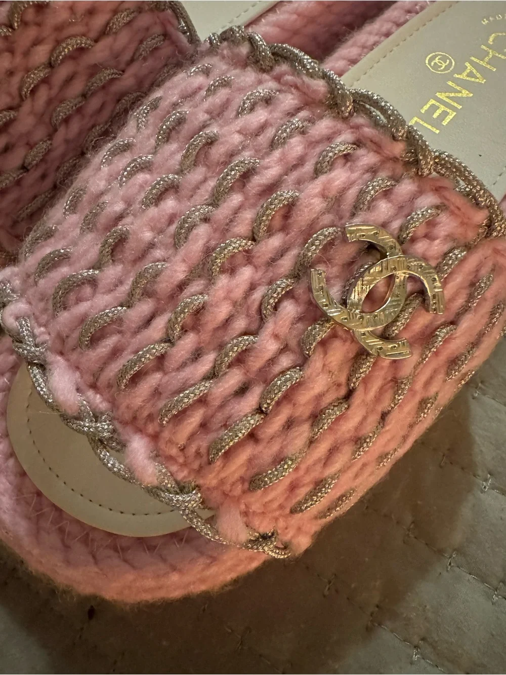 Pink Knit Platform Slide Sandals 37 / 7